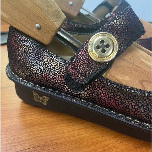 ALEGRIA Leather Mary Jane Rainbow Pink Design Shoes Clogs Size 39 9 - Picture 8 of 16